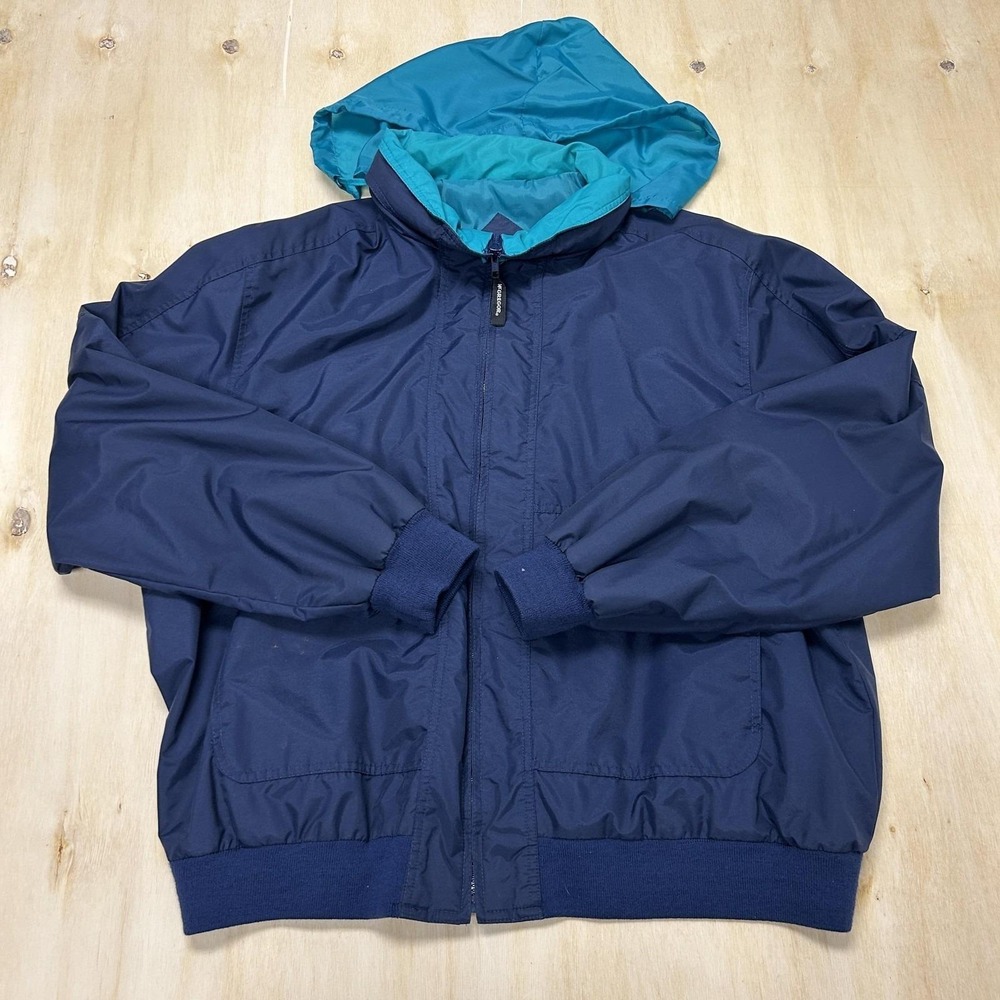 Vintage McGregor Anti-Breeze Jacket Womens 1X Blue Hooded Windbreaker Zip Nylon